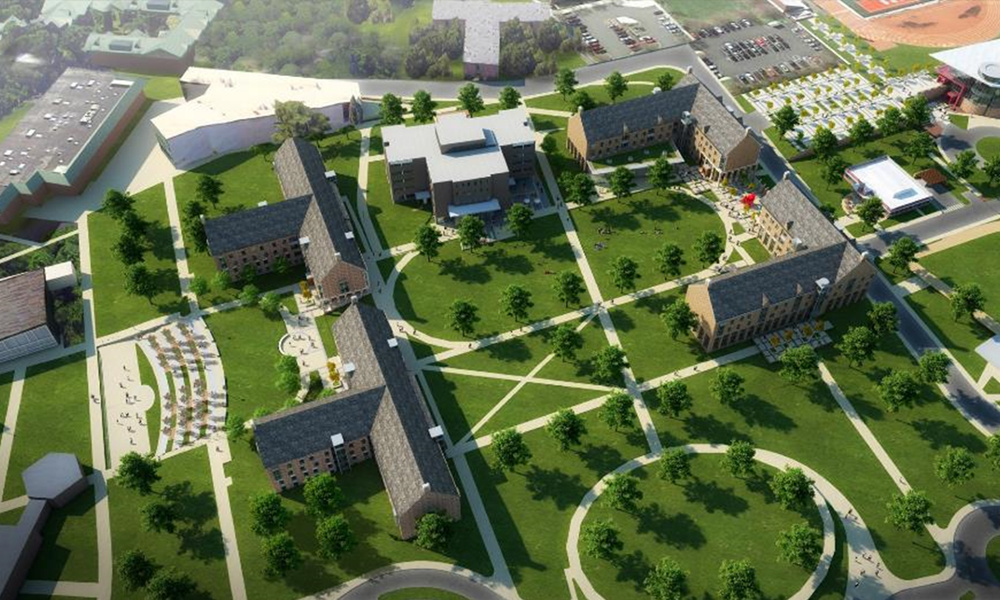 <p>Amphitheater design becomes a physical and visual link from Chapel Quad up to the new high point and geographic center at Residential Quad. </p>
