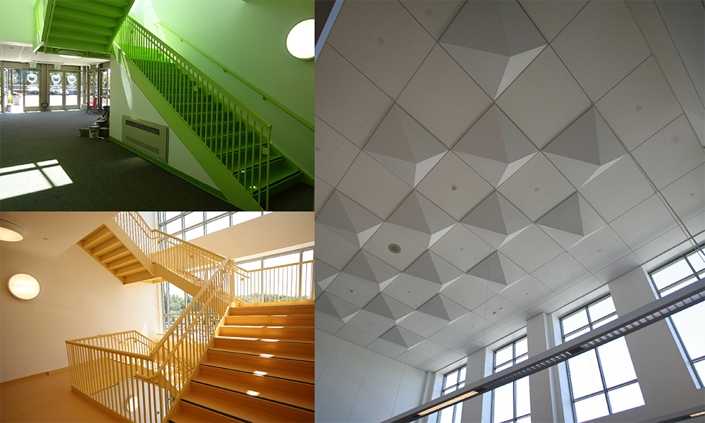 <p>Colored stairwells enhance wayfinding and provide structure, aligning each program’s focus with the physical environment.</p>
