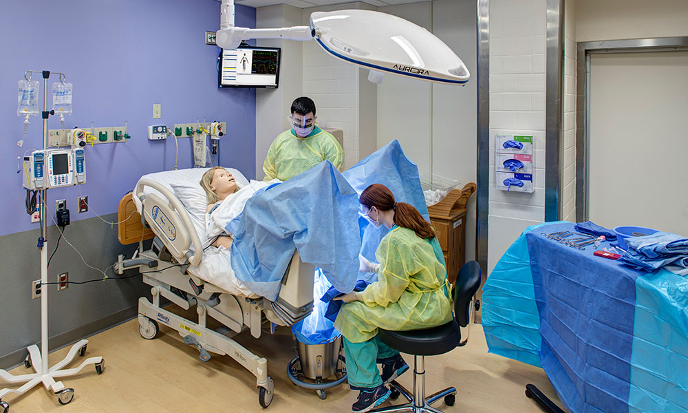 <p>The labor and delivery simulation room.</p>
