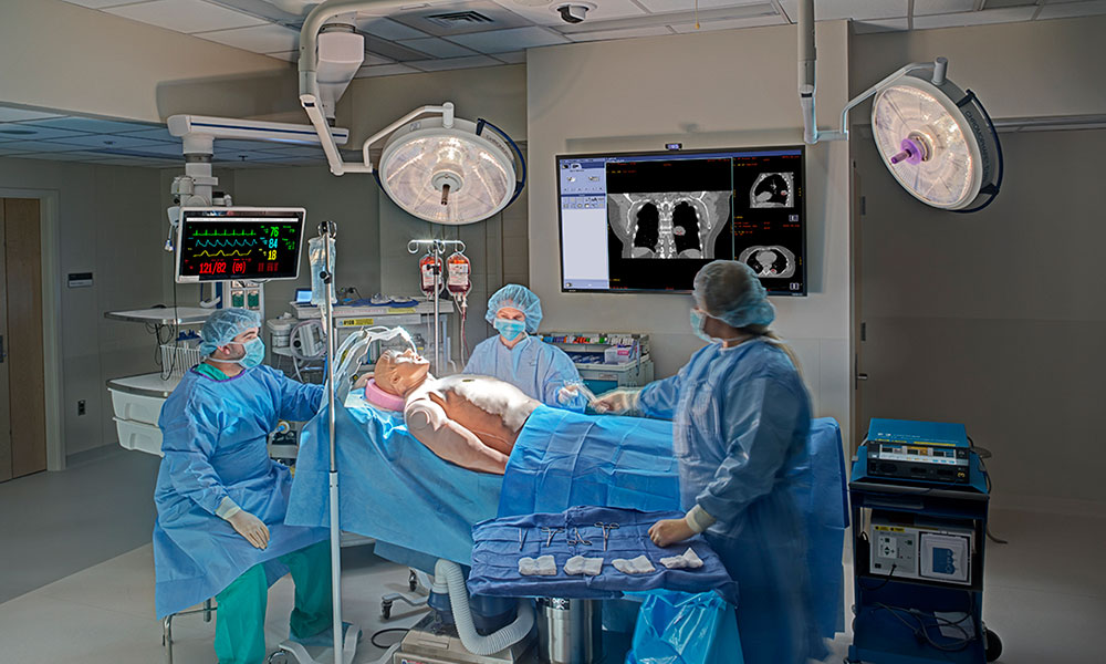 <p>A simulated operating room.</p>

