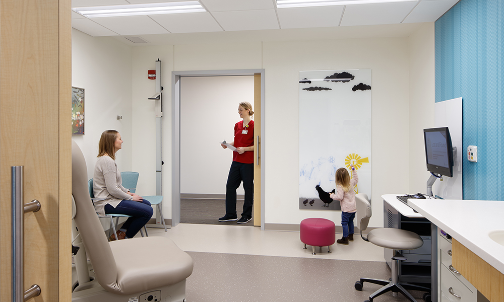 <p>Collaboration with the Family Advisory Committee resulted in larger exam rooms to enhance comfort and keep families together if required to spend a full day at the clinic.</p>
