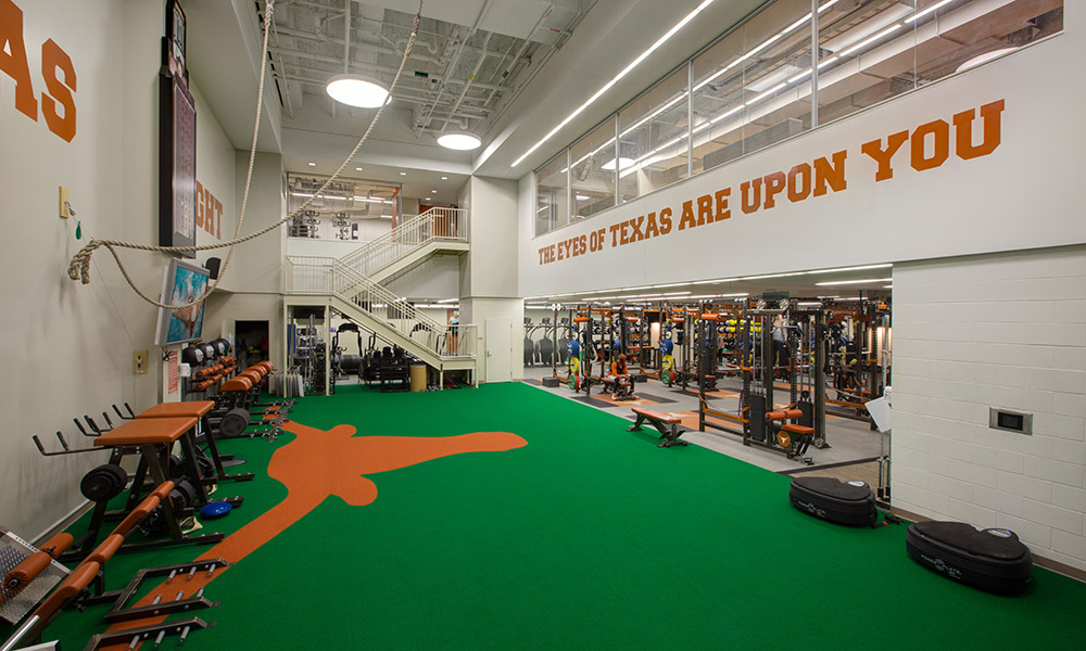 <p>SPORTS MEDICINE AND STRENGTH & CONDITIONING</p>
<p>The design team transformed 32,500 SF of space within the lower levels of DKR-Texas Memorial Stadium’s North End Zone into a state-of-the-art sports medicine and strength training facility. </p>
