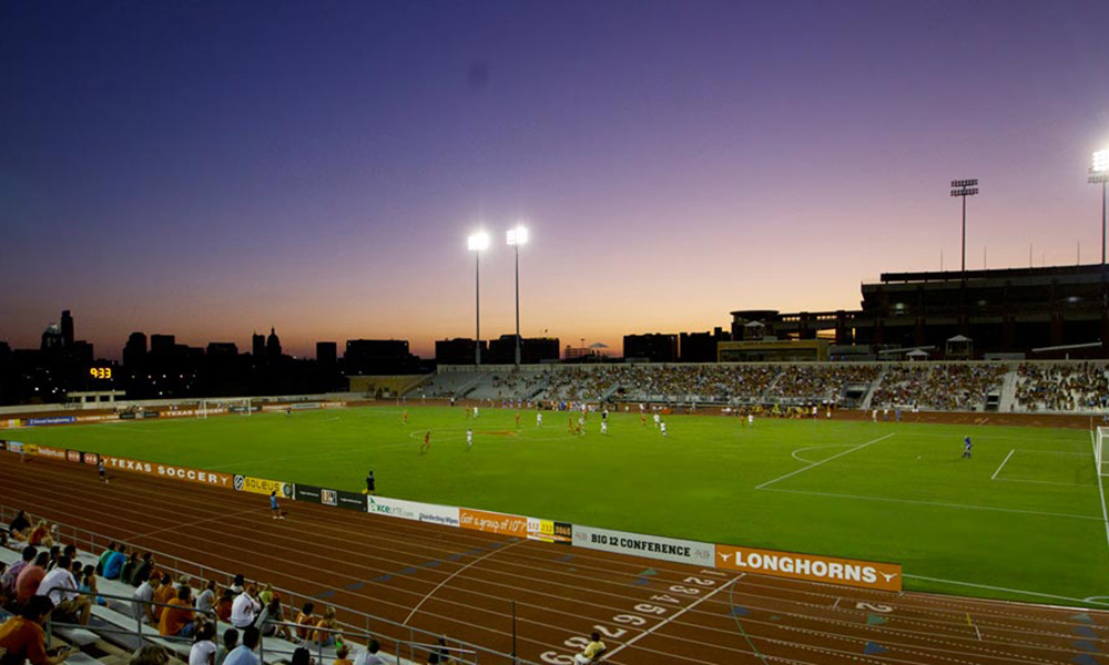 <p>MYER’S SOCCER AND TRACK & FIELD STADIUM</p>
<p>The new 20,000-seat European-style track and soccer stadium and 1,200-car parking structure provides a new home for Track and Field, as well as Soccer for Longhorn Athletics. The project also includes new locker rooms and training facilities. The dual-sport venue highlights a nine-land European oval featuring a wider turn radius that traditional tracks to allow for more speed in the turns.</p>
