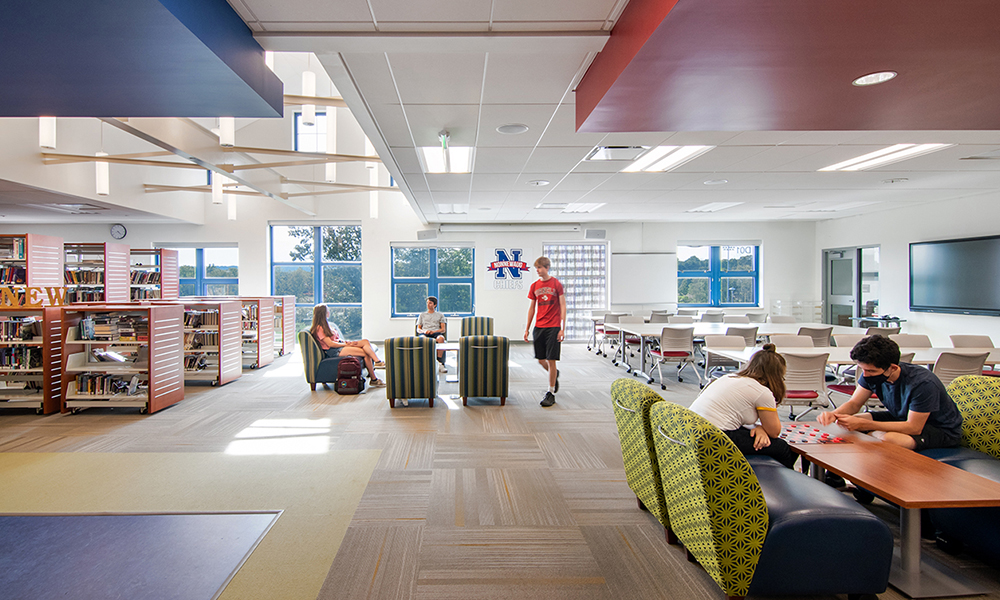 <p>The renovation of the library media center includes a maker space and updated technology.</p>
