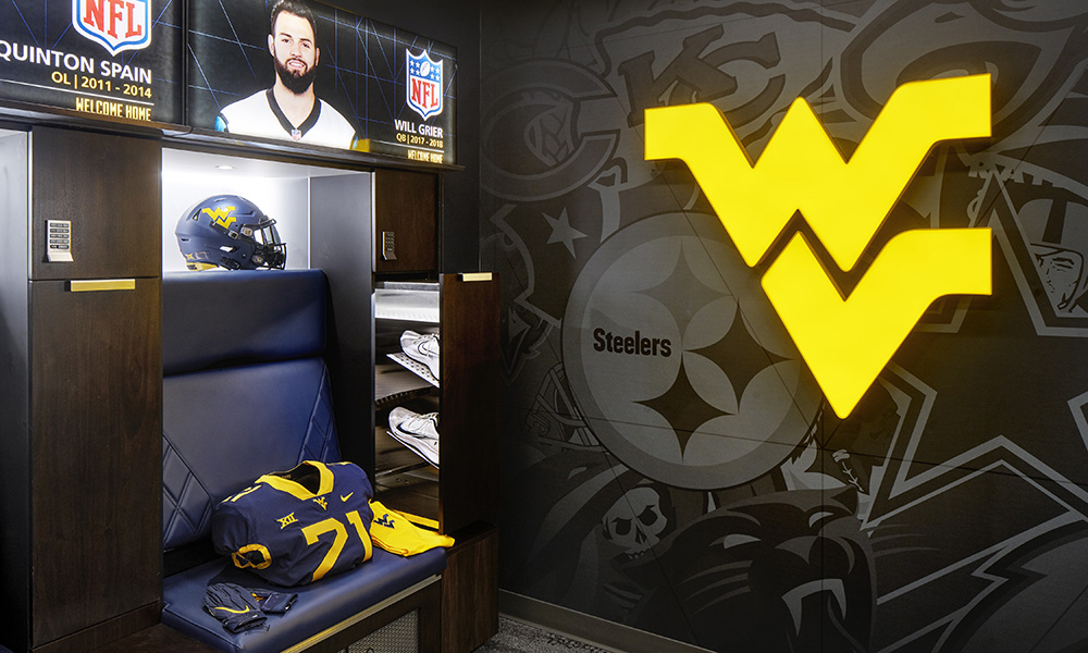 <p>New NFL locker room to welcome back and honor the former WVU players.</p>
