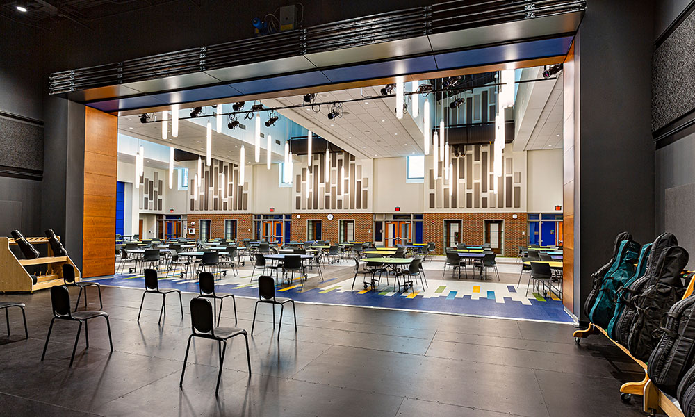 <p>When open to the student commons, several audience sizes and configurations can be implemented using the student dining seats.</p>
