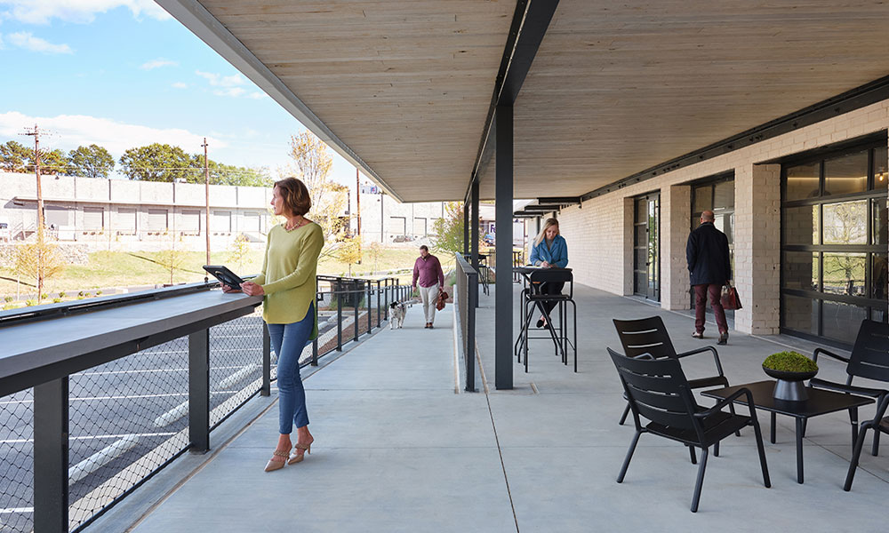 <p>Extending the indoors out, patio space extends the length of the building, offering tenants space to get some fresh air and recharge.</p>
