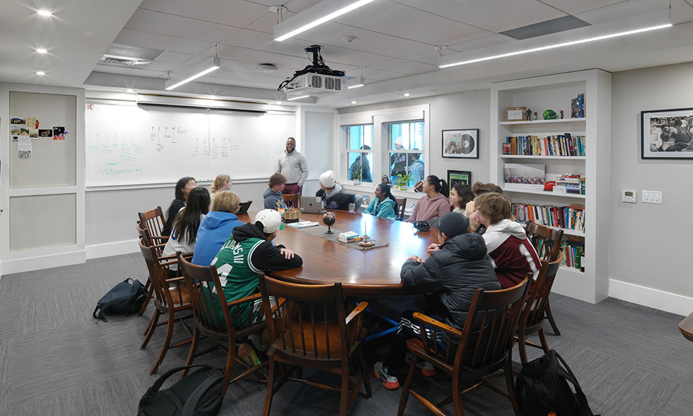 <p>New Hall features four new Harkness classrooms as well. The design process reflected the Harkness approach of positive and joyful exchange of ideas and thoughts.</p>
