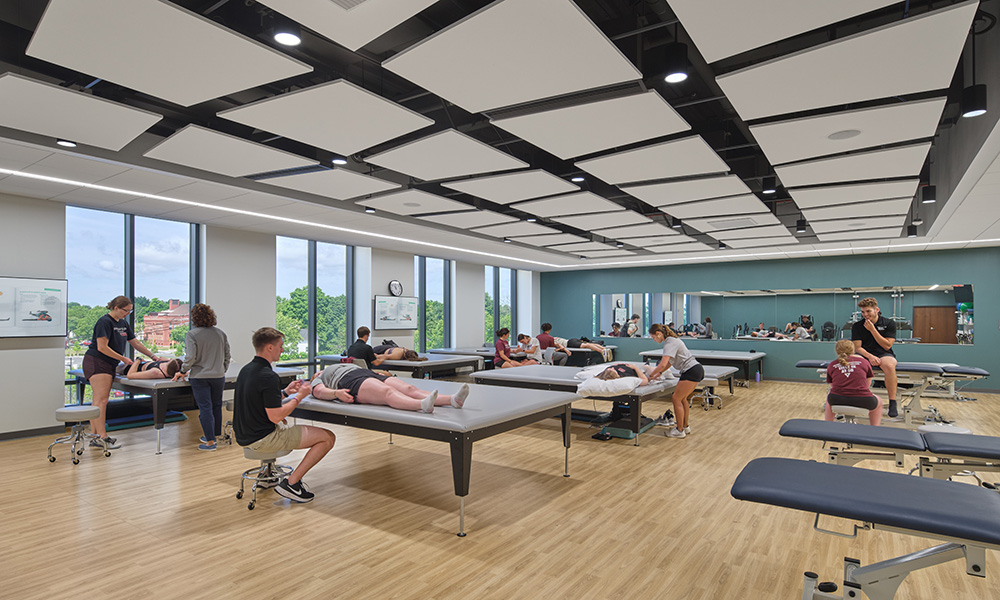 <p>A Mat Table/Cardio Lab and mock apartment called the “Activities of Daily Living Suite” are regularly utilized by learners who host stroke recovery groups to provide necessary therapy to those in the community who need it, while also preparing students for their future in clinical and home health settings.</p>
