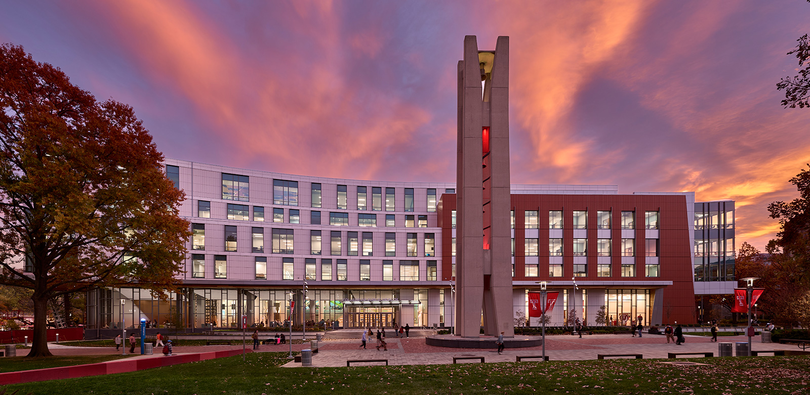 Temple University College of Public Health Night Exterior View