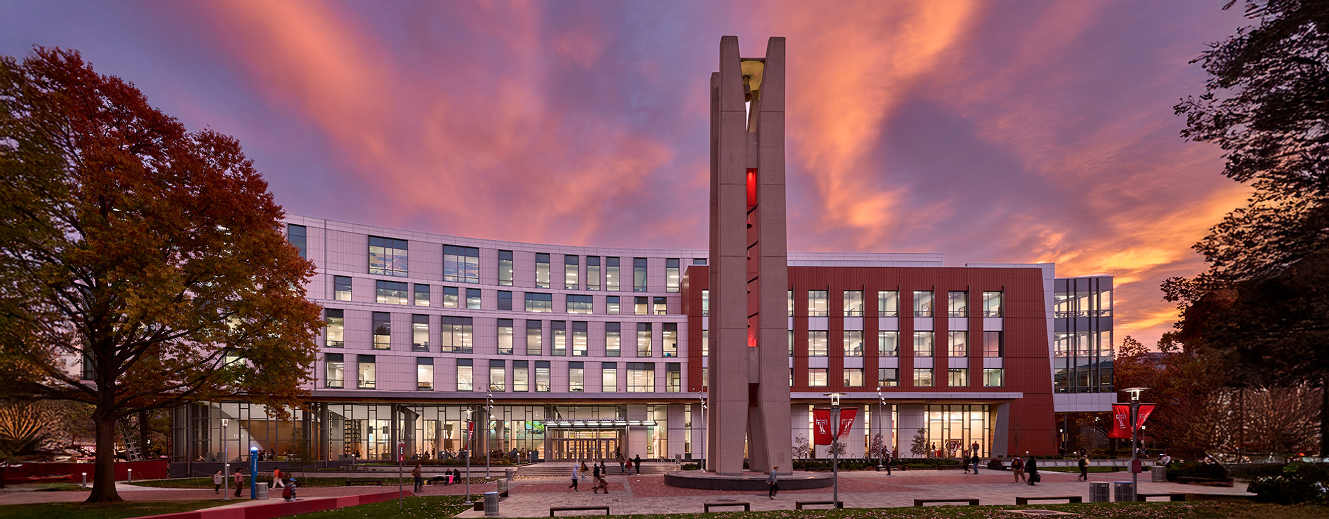 Temple University College of Public Health Night Exterior View