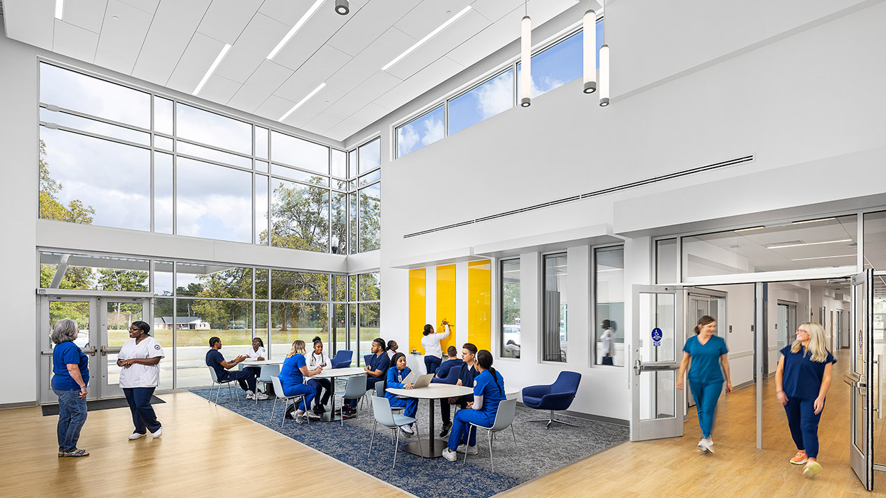 Albany State University Nursing and Health Sciences Simulation Center Pre-function Lobby daylighting